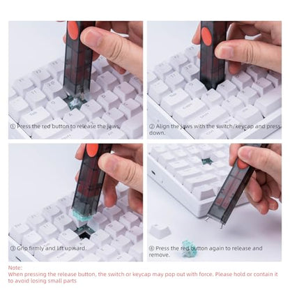 GATERON Twins 2-in-1 Switch and Keycap Puller,Manganese Steel Jaws Hot Swap Tool for Mechanical Keyboards,Ergonomic DIY Removal Kit with Cleaning Brush (Black-Red Color Scheme)
