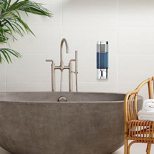 Pollock Shampoo and Conditioner Dispenser Wall Mounted, Shower Soap Dispenser 2 Chamber No Drill, Shampoo Dispenser for Shower, Body Wash Dispenser for Bathroom, Large Capacity, (Silver DG1 Chamber) - color: Silver Dg1 Chamber