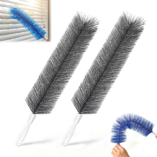 Bendable Microfiber Head, Fan Cleaner Brush Reusable Dust Remover Washable ldeal for Ceiling Fan, Air Conditioner, Dryer Vent, Car Vents and Household Surface Cleaning (Gray x 2) - color: Gray X 2