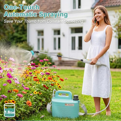 Battery Powered Garden Sprayer 1.8 Gallon, Lightweight Electric Weed Sprayer with Telescopic Wand & Adjustable Nozzles, Portable Yard Sprayer for Plant Watering, Lawn Care, Fertilizing,Gardening - size: 1.8 Gallon