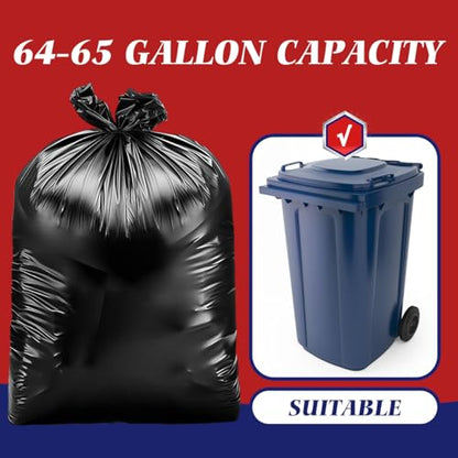 Teivio Black Large Trash Bags 64-65 Gallon 13 Count | Large Multipurpose | Fit 60,62,63,64,65 gallon Garbage Bin Liner | Kitchen | Lawn And Leaf Bags Outdoor Yard Waste Bag | Workshops Trash - size: 1 Count (Pack of 13), style: 13pcs-64 65 Gallon-Black