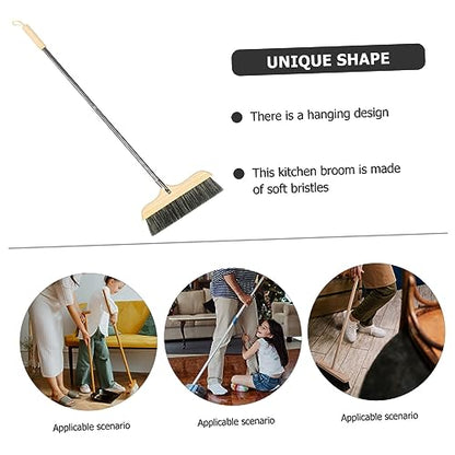 ABOOFAN Soft Bristle Broom with Long Handle and Beveled Bristles for Home Floor Cleaning Static Dust Sweeper with Hanging Rope for Easy Storage for Carpets Corners and Under Furniture