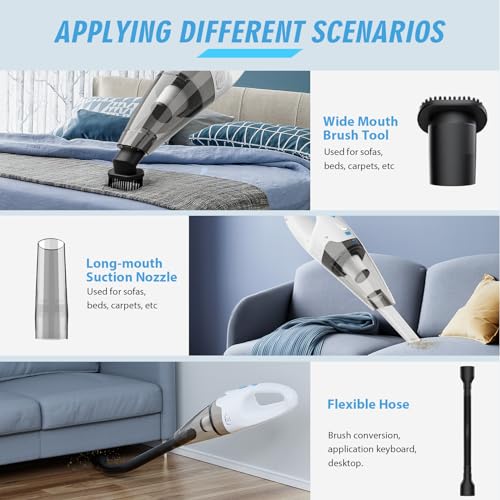 FUOAYOC Handheld Vacuum Cordless,Car Cordless Rechargeable