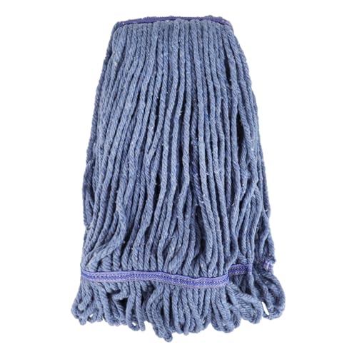 Commercial Heavy Duty Mop Heads Replacement: 1 Pack Industrial Wet Mop Head for Floor Cleaning - Commercial Products Looped End String Head Refills - color: 1 Count-blue
