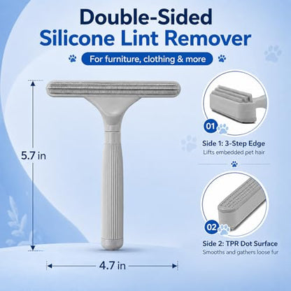 2 Pack Portable Pet Dogs Cats Hair Remover Lint Removal Shaver Tool Fur Scraper Carpet Rake for Couch Furniture Car Mats Fabric Sofa Clothes Bedding - color: Gray