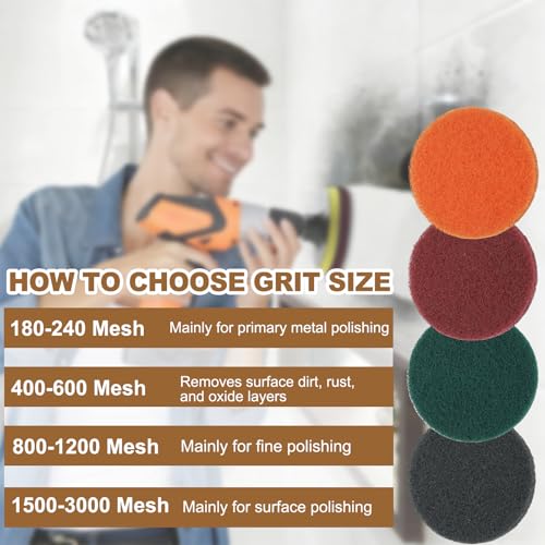 uxcell 8Pcs Scrubber Scouring Pad, 5 Inch 800 Grits Drill Power Brush Hoop and Loop Scrub Pads Discs Polishing Pad for Household Furniture Automotive Cleaning, Dark Red - color: Dark Red, size: 5 Inch 800 Grits