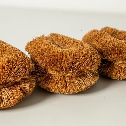 Pack of 3 Tawashi Vegetable Scrub Brush,100% Natural Coconut Coir Fiber VegetableBrush, Ideal for Fruit Scrub, Dish Brush for Kitchen Cleaning Needs, Kamenoko Japanese Design