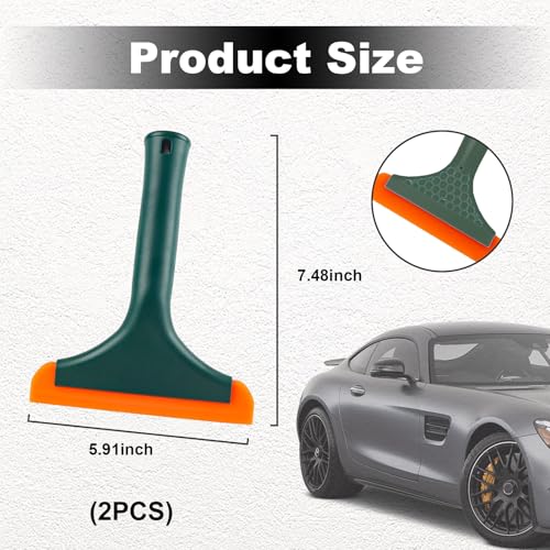 Ziciner Small Silicone Window Squeegee, Car Windshield Water Blade Squeegee, Multifunctional Auto Squeegee with 5.9 Inch Blade and Non-Slip Handle for Car Window, Home Cleaning (Dark Green-2PCS) - color: Dark Green-2pcs