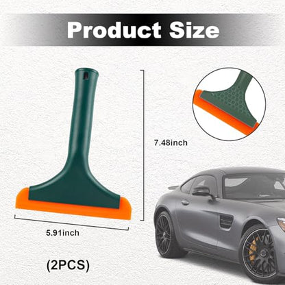 Ziciner Small Silicone Window Squeegee, Car Windshield Water Blade Squeegee, Multifunctional Auto Squeegee with 5.9 Inch Blade and Non-Slip Handle for Car Window, Home Cleaning (Dark Green-2PCS) - color: Dark Green-2pcs