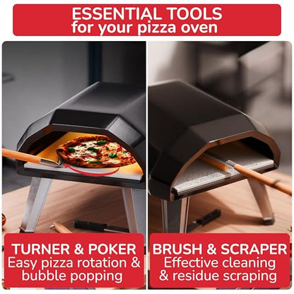 Senwosa Pizza Oven & Stone Brush with Scraper, Turning Fork & Bubble Popper Bundle - Essential Accessories & Tools for Any Pizza Oven - size: Set of 2