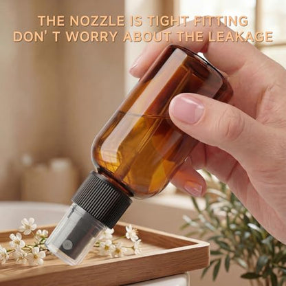 2 oz Amber Small Spray Bottle, Empty Spray Bottles plastic spray bottles Fine Mist Spray for Hair, Travel, Plants, Cleaning Solutions and Skin Care (24)