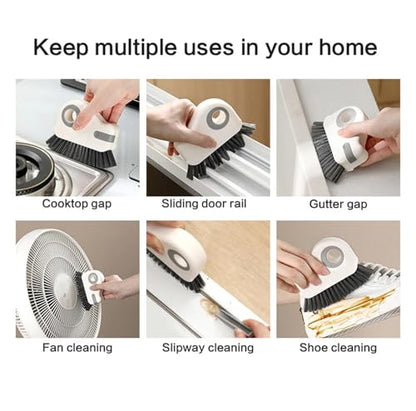 2 in 1 Groove Cleaning Brush, Multifunction Window Track Cleaning Tools with Hard Bristle and Hidden Scraper, Crevice Brush for Sliding Door Track, Window Seal, Sill (Gray) - color: Gray