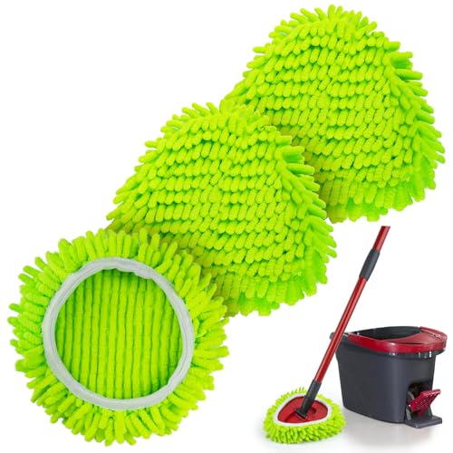 Chenille Duster Mop Head Compatible with O Cedar Mop Easywring 1-Tank System, Microfiber Chenille Mop Pads Spin Mop Refill for Dry & Wet Use, 3 Pack - size: 1-Tank Mop Refills(3pcs)