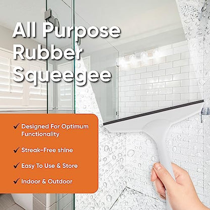 Superio Rubber Squeegee, Streak Free All Purpose Window Squeegee, Comfort Grip Handle and Hanging Hook (Grey, 6 Inch) - color: Gray