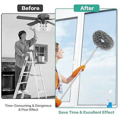 Ceiling Fan Cleaner Duster Reusable Microfiber Ceiling Fan Blade Cleaner Removable Duster with Extension Pole Adjusts 13 to 49.7 Inch for Cleaning Walls Bookshelves Furniture Door Window Top (Gray) - color: Gray