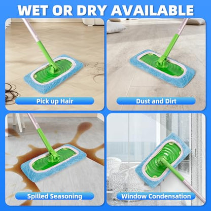 8 Pack Reusable Mop Pads Compatible with Swiffer Sweeper Mop, Dry and Wet Pads Refill, Microfiber Pads, Washable Sweeping Cloths for Surface/Hardwood Floor Cleaning (Blue) - color: Blue