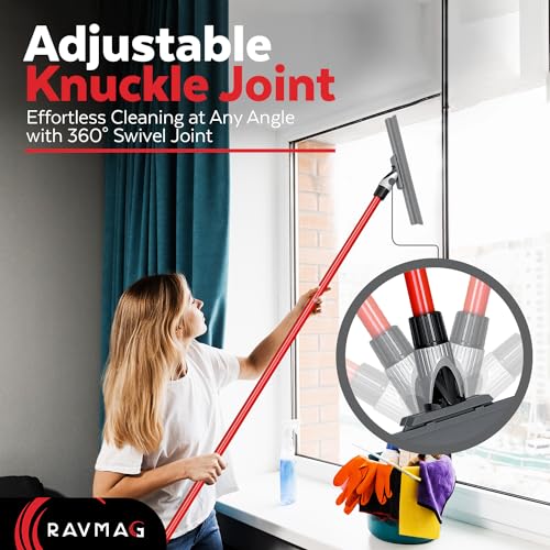 Silicone Floor Squeegee with 55-Inch Long Handle, 12-Inch Single Cast Silicone Blade, 360° Swivel Joint - Multifunction Floor Squeegee for Garage, Concrete Floor, Shower Floor, Glass Windows - size: 12 Inch Blade - 4 Piece Handle
