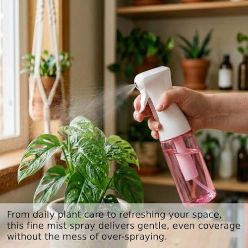 VIGOR PATH Continuous Spray Bottle 200ml/6.7oz Pink - Fine Mist, Leak-Proof, Refillable Hair & Cleaning Sprayer - color: PINK