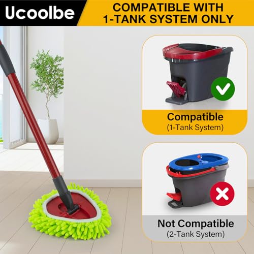 Chenille Duster Mop Head Compatible with O Cedar Mop Easywring 1-Tank System, Microfiber Chenille Mop Pads Spin Mop Refill for Dry & Wet Use, 3 Pack - size: 1-Tank Mop Refills(3pcs)
