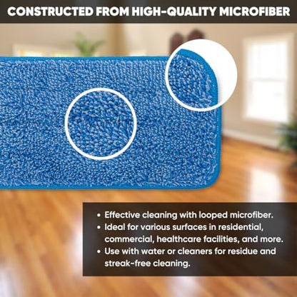 Microfiber Wholesale 18 inch Microfiber Mop Pads - Machine Washable, Reusable, Refills & Replacement Wet Mop Heads Compatible with Any Microfiber Flat Mop System (3 Pack) - size: 18 inch 3 Pack