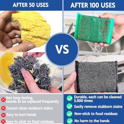 Kitchen Sponges for Dishes Steel Wool Scrubber Sponges for Kitchen Heavy Duty Non-Scratch Scrubbing Cleaner (6 Pack) (Colours) - color: Colours
