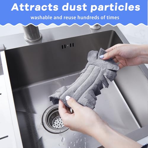 Zubebe 6 Pcs Duster Refill Reusable Fleece Duster Refills Feather Flat Dusters Multi Surface Washable Cleaning Pads Tools for Home, Blinds, Car, Pet, Furniture, Fans (Elegant Color) - color: Elegant Color