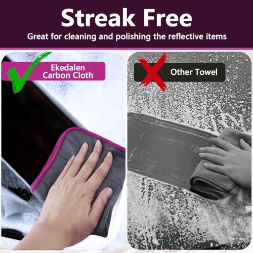 Microfiber Cleaning Cloth Lint Free Glass Cleaner Window Polishing Streak Free Miracle Easy Clean Rag Reusable for Mirror Kitchen Dish Auto Detailing, Grey-Purple - color: Grey-purple