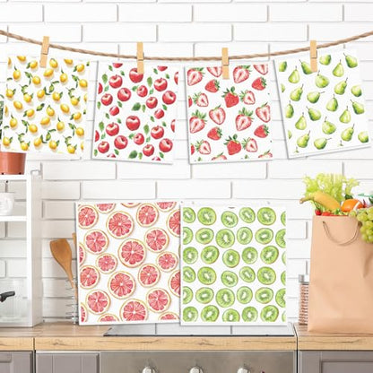 Reusable Swedish Dishcloths for Kitchen, 6PCS Fruit Theme Cellulose Sponge Paper Towels Washable, Absorbent Fast Drying Swedish Dish Cloth for Home Cleaning - style: Fruit
