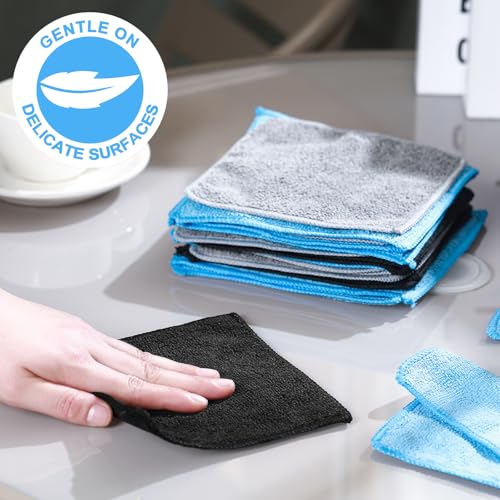 Tanlade Cleaning Cloth Dry Erase Cloth Cleaning Rags Reasonable Kitchen Towels Microfiber Towels Cars Wash(6 x 6 Inch,Blue/Gray/Black,50 Pcs) - color: Blue/Gray/Black, size: 6 x 6 Inch
