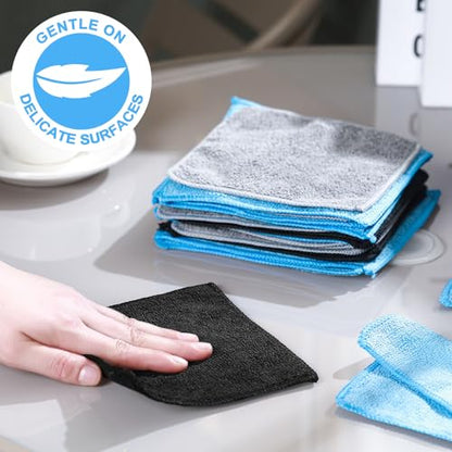 Tanlade Cleaning Cloth Dry Erase Cloth Cleaning Rags Reasonable Kitchen Towels Microfiber Towels Cars Wash(6 x 6 Inch,Blue/Gray/Black,50 Pcs) - color: Blue/Gray/Black, size: 6 x 6 Inch
