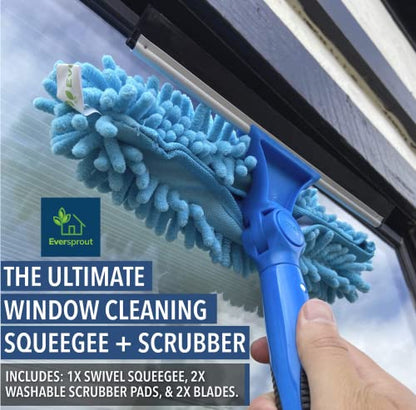 EVERSPROUT 5-to-12 Foot Swivel Squeegee & Microfiber Glass Window Scrubber, Window Squeegee & Window Cleaning Kit, Light-Weight Window Washing Kit with Extension Pole, Squeegee for Window Cleaning - size: 13 feet - With Pole