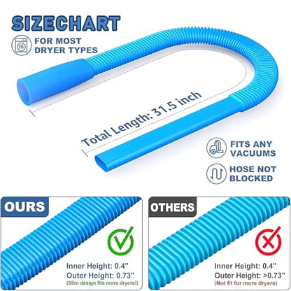 Professional Dryer Vent Cleaning Kit, Compatible with Most Vacuums, Deep Reach Tools for Clogged Ducts & Lint Removal, Flexible Hose Attachment for Dryer Maintenance