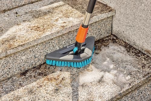 Gardena Cleansystem Hard Flex Long-Handled Brush: for Cleaning Non-Sensitive Surfaces, Triangular, swivelling, Firm bristles, for Connection to Cleansystem Handle, for Larger Surfaces (18814-20)