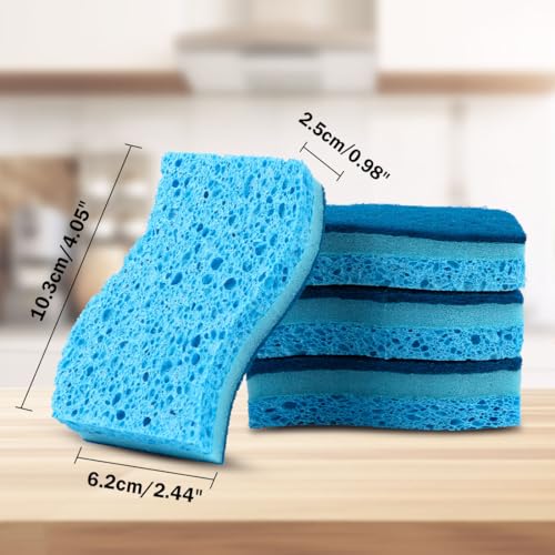 AIDEA Sponges Kitchen, Non-Scratch Scrub Sponge, 6Count, Sponges for Non-Stick Cookware, Kitchen Sponge for Dishes, Cleans Fast Without Scratching, Cleaning Power for Kitchen, Bathroom, Household - color: Light-blue