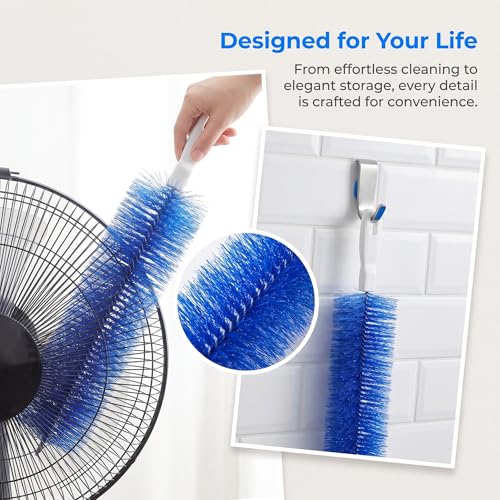Bendable Microfiber Head, 2026 Upgraded Fan Cleaner Brush Reusable Dust Remover Washable ldeal for Electric Fans Air Conditioning, Home Car Vents, Curtain (Blue 2 Pcs) - color: Blue 2 Pcs