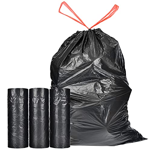 Ultra Strong 15 Gallon Drawstring Trash Bags (102 Count) Large Heavy Duty Thicken Plastic Tall Kitchen Garbage Bags Black for Kitchen Office Lawn Yard - size: 1 Count (Pack of 102)