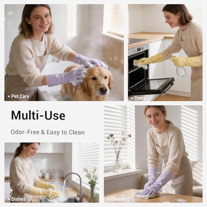 ThxToms 2 Pair Nitrile Dishwashing Cleaning Gloves,with Cotton Flocked Liner,Skin-Friendly & Anti-Slip Design,Y&P - size: Small