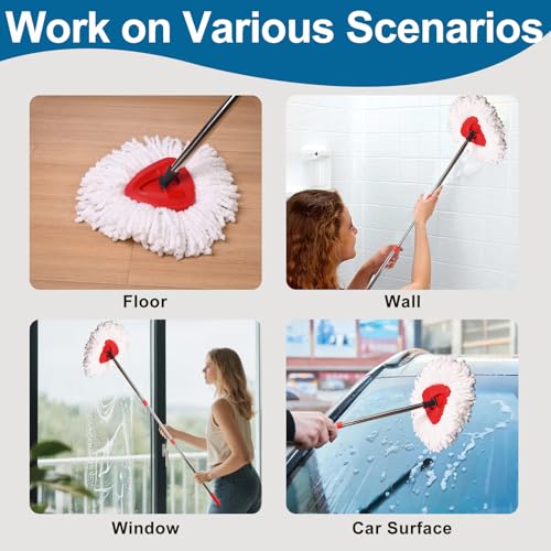 4 Pack Mop Heads Replacements, Compatible with O Cedar Easywring 1-Tank System Easy Wrin Spin Mops, Triangle Swivel Microfiber Mops, Washable & Easy to Replace - size: 4 Pack