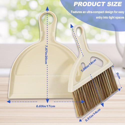 Mini Broom and Dustpan Set Hand Broom with Dustpan Portable Housekeeping Cleaning Tools for Desk,Counter,Sofa,Kitchen,Office,Nest (Off White) - color: Off white