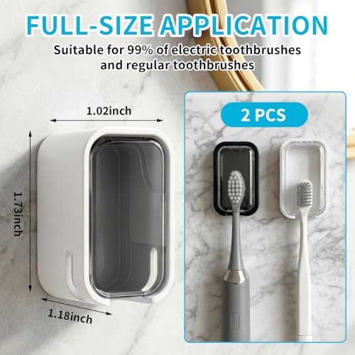 2 Pack Toothbrush Holders for Bathroom Compatible with Philips Sonicare Electric Toothbrush,Toothbrush Holder Wall Mounted with Cover for Shower,Suitable for Home and Travel