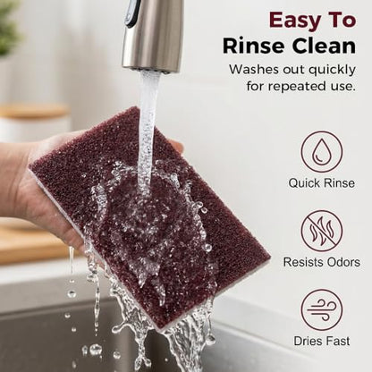 Carborundum Sponge Pads, Heavy Duty Scouring Sponges for Stainless Steel Pans, Reusable Cleaning Scrub Pads, Removes Grease Stains, Kitchen Dish Cleaning Tools (20)