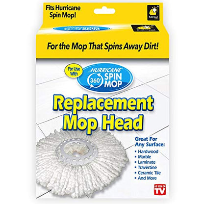 Hurricane Spin Mop Replacement Mop Heads for As Seen On TV Cleaning System by BulbHead, Spin Away Germy, Dirty Water - Super-Absorbent Microfiber Head Holds 10X Weight — 1-Pack - size: 8.5 Inch