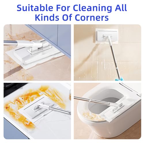 Snap On Mini Mop with 39in Handle —INWEJIA Zero-Touch Gap Dust Cleaner & Hands-Free Locking Head, Disposable Lazy Mop Wet and Dry for Kitchen Bathroom Toilet Corners Window Wall Cleaning - size: Mini Mop