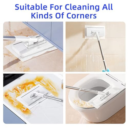 Press Grip Mini Clip Mop with 39' Handle — Zero-Touch Gap Cleaner & Locking Head, Includes 5 Reusable Cloths for Multi-Surface Cleaning (39 in mini dust mop) - size: 39 in mini dust mop
