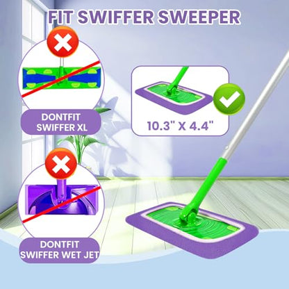 6 Pack Reusable Microfiber Mop Pads - Compatible with Sweeper, Reusable Mop Pads, Washable Dry Cloths & Wet Pads Refill for Hardwood Laminate Tile Floor Cleaning (6, Purple, M) - color: Purple