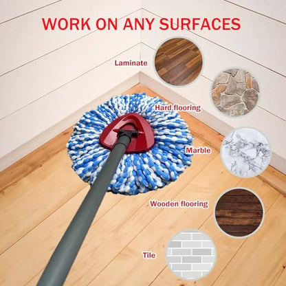 2 Pack Mop Replace Heads Compatible for OCeda, Spin Mop Refill Head Replacement for RinseClean 2-Tank System - Fluffy Microfiber, Machine Washable and Easy to Replace - size: 2 Count (Pack of 1)