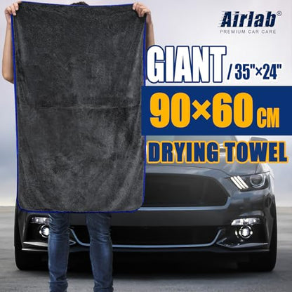 Airlab Microfiber Towels for Cars Wash Drying Extra Large Super Absorbent Cleaning Cloth Auto Detailing Ultra Soft, Lint-Free, Streak-Free, 35 x 24 Inch, Pack of 1, Grey-Blue, 600 GSM - color: 35 X 24 Inch, Pack of 1, Grey-blue, 600 Gsm