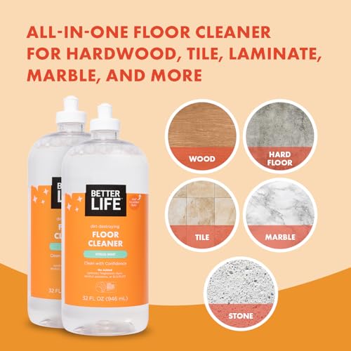 Better Life Floor Cleaner - Liquid Multipurpose Cleaner for Wood, Tile, Laminate, Vinyl, Bamboo - Hardwood Floor Cleaner for Mopping - Citrus Mint, 32 Fl Oz (Pack of 2) - size: 32 Fl Oz (Pack of 2)