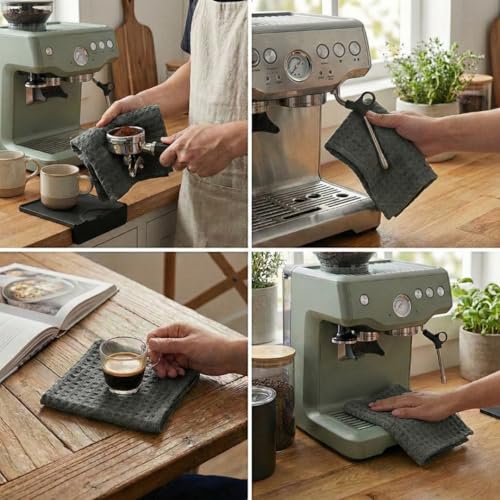 Solyra Barista Towels, 6 Pack, 12 x 12 in, Dark Gray | OEKO-TEX Certified, Barista Microfiber Cloths, Espresso Towels for Steam Wands & Drip Trays - color: Dark Gray