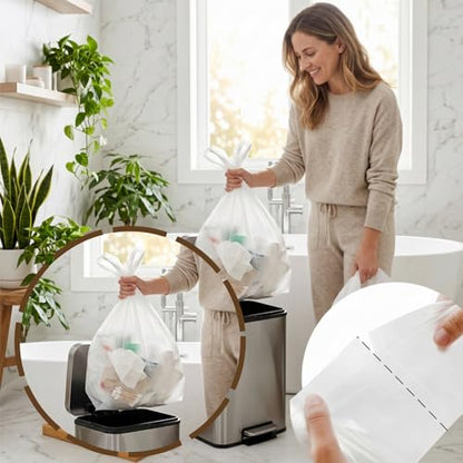 Tebery 300 Counts 8 Gallon Clear Small Garbage Bags Trash Bags, Wastebasket Bin Liners for Bathroom Bedroom Office Trash Can, 6 Rolls - color: 8 Gallon-300pc
